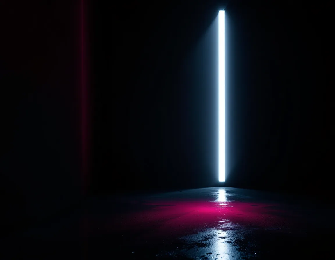 A single beam of light cutting through a dark, hazy room