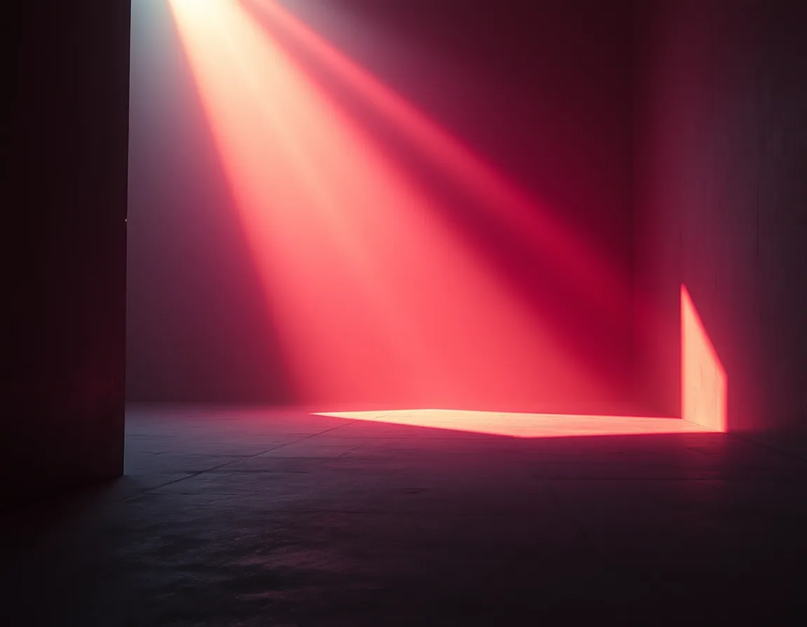 A single beam of light cutting through a dark, hazy room